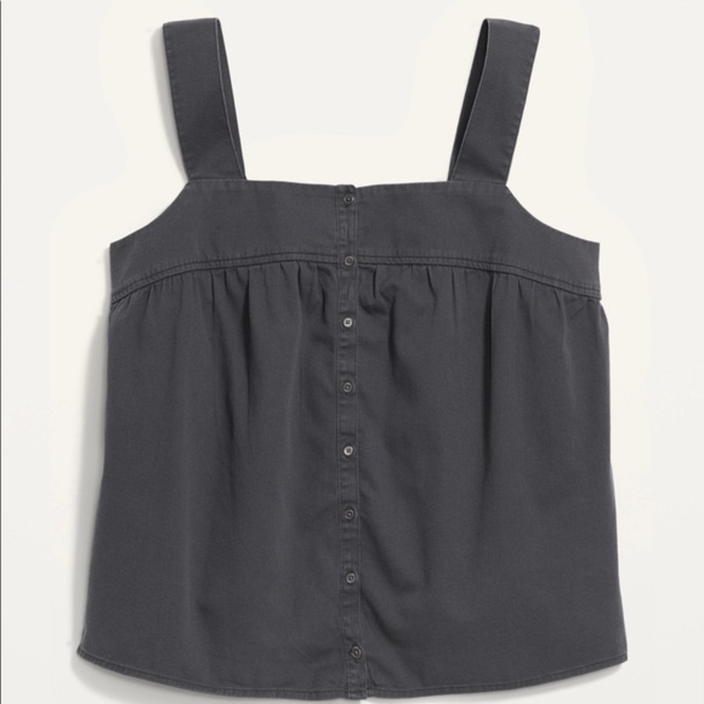 Button-front Twill Top